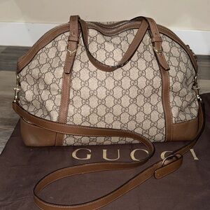 GG Supreme Monogram Medium Nice Top Handle Dome Bag Brown